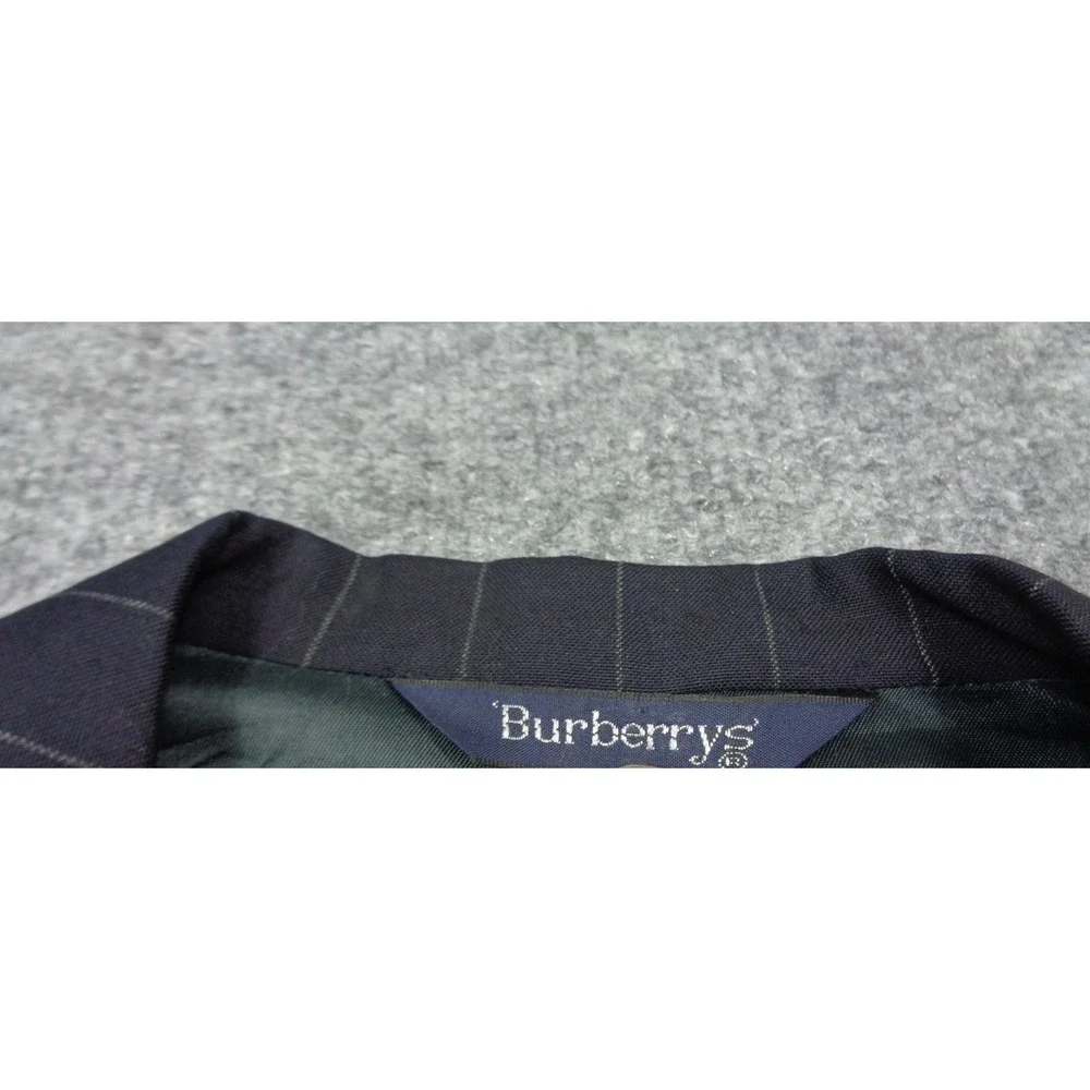 Burberry Virgin Wool Navy Blazer Size 42R Mens Jacket Pinstripe